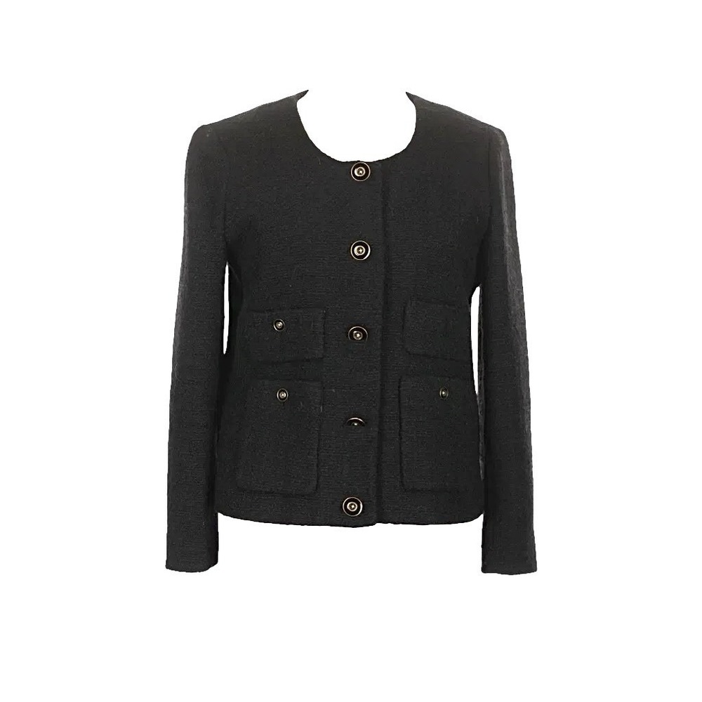 J.Crew Lady Jacket Maritime Tweed Black Jacket Wool Blend Sz 6 Old Money Preppy